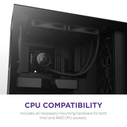 NZXT 280mm AIO CPU Liquid Cooler with Customizable LCD Display, High-Performance Pump, F140P Fans - Black - Image 2