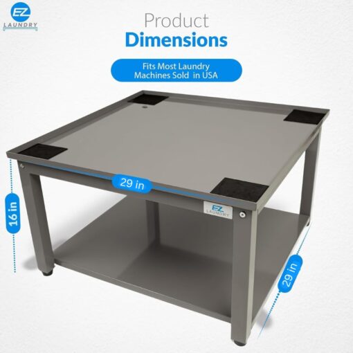 EZ Laundry Laundry Pedestal for Washer and Dryer | 29-Inch Stand with Adjustable Feet | Elevates 16" | includes Drain Pan & Hose | Anti-Vibration Steel | Fits All 29" Wide Washer/Dryer Brands (Grey) - Image 7