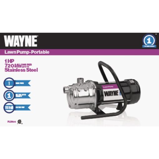 WAYNE PLS100 1 HP Portable Stainless Steel Lawn Sprinkling Pump - Image 2
