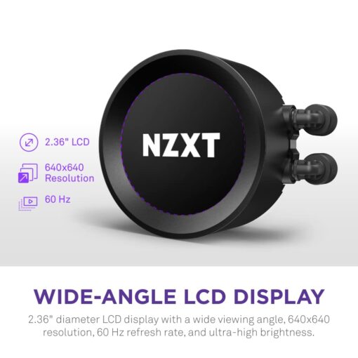NZXT Kraken Elite 280 RGB - RL-KR28E-B1 - 280mm AIO CPU Liquid Cooler - Customizable 2.36" LCD Display for Images, Performance Metrics - High-Performance Pump - 2 x F140 RGB Core Fans - Black - Image 7