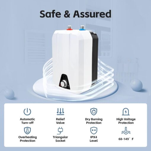 110V-120V 1.5Kw Small Under Sink Tank 2.16Gallon Water Heater Hot Storage,Mini Instant Electric RV TR Trailer Kitchen Compact Point-of-Use, (2.16gallon) - Image 4