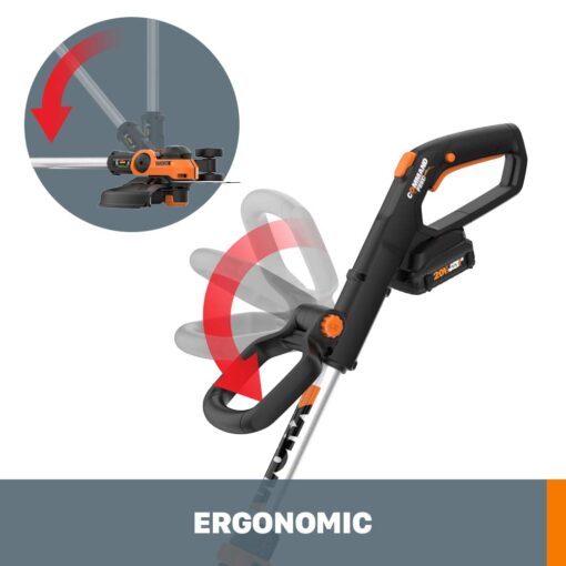 Worx String Trimmer Cordless GT3.0 20V PowerShare 12" Edger & Weed Trimmer (2 Batteries & Charger Included) WG163 - Image 5
