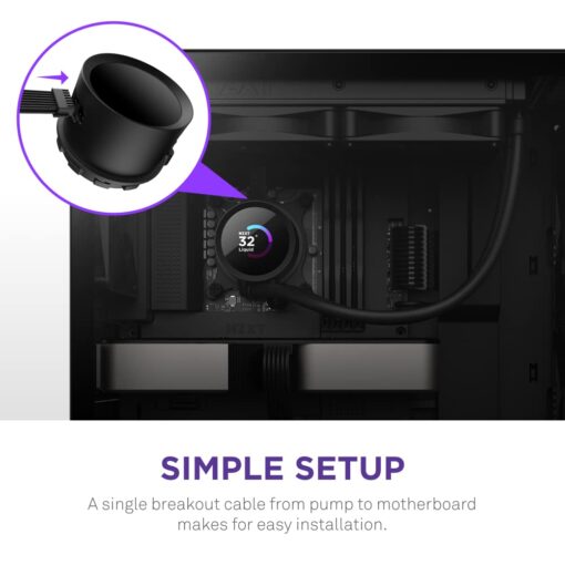 NZXT 280mm AIO CPU Liquid Cooler with Customizable LCD Display, High-Performance Pump, F140P Fans - Black - Image 4