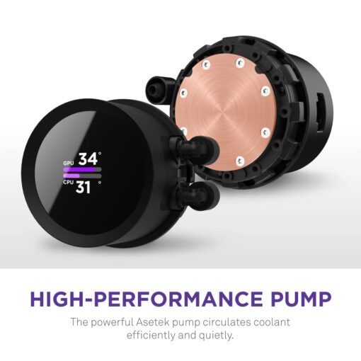 NZXT 280mm AIO CPU Liquid Cooler with Customizable LCD Display, High-Performance Pump, F140P Fans - Black - Image 6