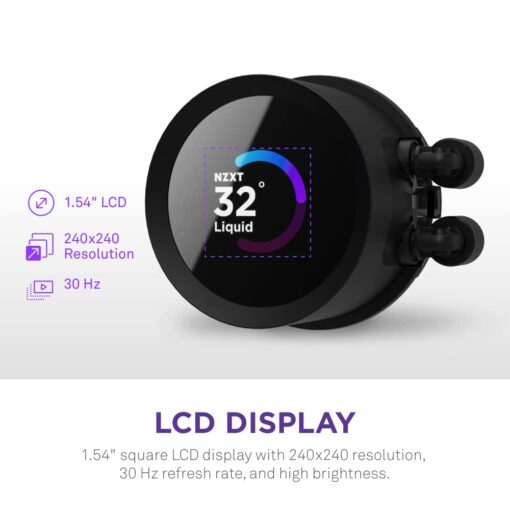 NZXT 280mm AIO CPU Liquid Cooler with Customizable LCD Display, High-Performance Pump, F140P Fans - Black - Image 7