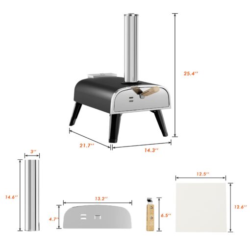 aidpiza Pizza Oven Outdoor 12" Wood Fired Pizza Ovens Pellet Pizza Stove for outside, Portable Stainless Steel Pizza Oven for Backyard Pizza Oven - Image 5