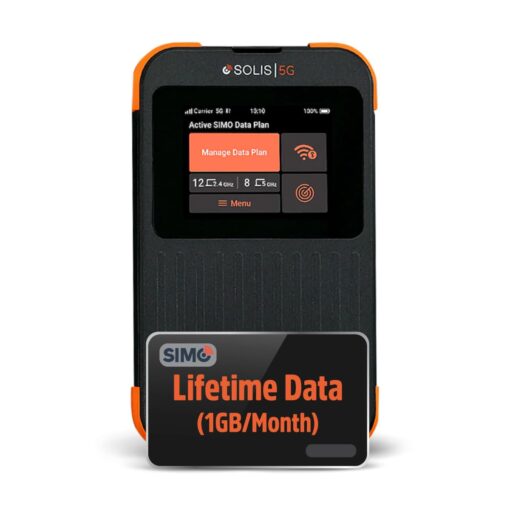 SIMO Solis 5G WiFi Mobile Hotspot Device, Portable WiFi for Travel in 140+ Countries, No SIM Card or Contract Required, Multi-Carrier Network Wireless Access Point, 16 Devices, 1GB/Month Lifetime Data
