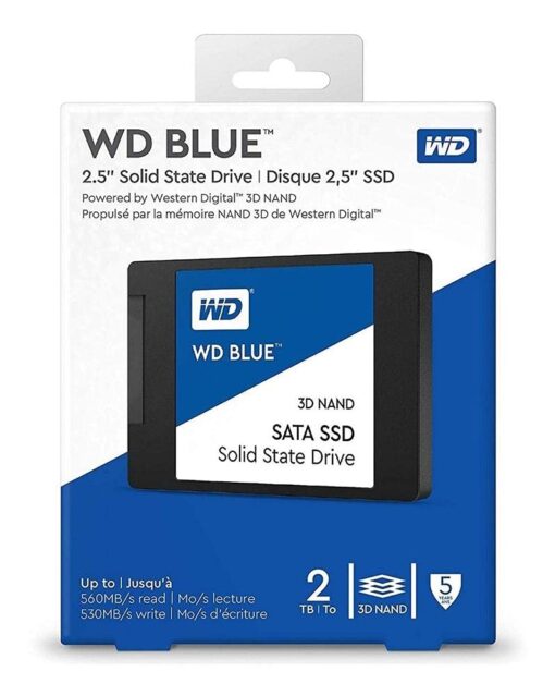 Western Digital 2TB WD Blue 3D NAND Internal PC SSD - SATA III 6 Gb/s, 2.5"/7mm, Up to 560 MB/s - WDS200T2B0A, Solid State Hard Drive - Image 2