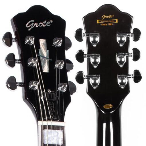 GROTE Jazz Electric Guitar Semi-Hollow Body Trapeze Tailpiece Bridge Guitar Gig Bag(Black02) - Image 6