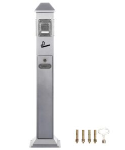 lukar Commercial Butt Receptacle Outdoor Metal Trash Can Heavy Duty Standing Ash Bin for Patios Gardens Hotels Pubs Offices (Silver)