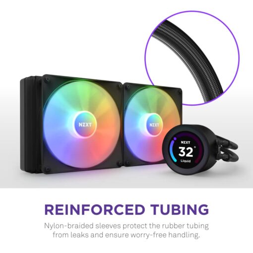 NZXT Kraken Elite 280 RGB - RL-KR28E-B1 - 280mm AIO CPU Liquid Cooler - Customizable 2.36" LCD Display for Images, Performance Metrics - High-Performance Pump - 2 x F140 RGB Core Fans - Black - Image 3