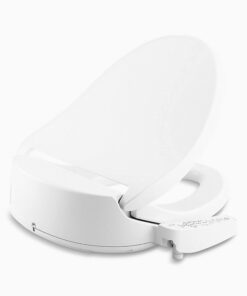 KOHLER Purewash E580 Round Bidet Toilet Seat, White, Quiet-Close Lid Prevents Slamming, Self-Cleaning Wand, Adjustable Water Pressure with Multiple Cleansing Options