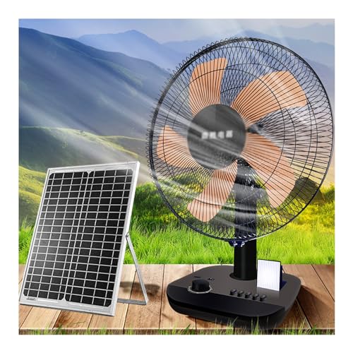Gerrit 3-speed Adjustable Solar Fans Rechargeable Desktop Fan Outdoor Camping Photovoltaic Electric Fan Aluminium Alloy Fan Blades Multi Wide-angle Air Supply Reinforced Base (Size : 12V4600mAH)