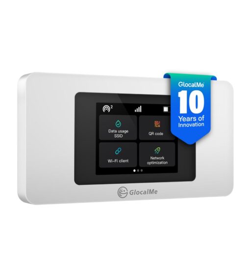 GlocalMe DuoTurbo 4G LTE Portable WiFi Hotspot for Travel in 200+ Countries, Mobile Hotspot Device with Global 1.1GB Data 30Days, SIMFREE and Dual Modem, 10 Devices Connected(White)