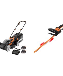 Worx WG779 40V Power Share 14" Cordless Lawn Mower + WORX WG261.9 20V Power Share 22" Cordless Hedge Trimmer