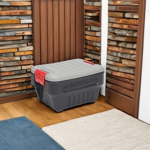 Rubbermaid® ActionPacker®️ 8 Gal Lockable Storage Box Pack of 4, Outdoor, Industrial, Rugged, Grey and Black - Image 7