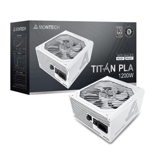 Montech Titan PLA 1200W High-End ATX Gaming Power Supply - 80 Plus Platinum & Cybenetics Platinum - Fully Modular - ATX 3.1 & PCIe 5.1 Ready -10 Years Coverage - White