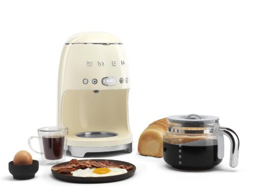 Smeg 50's Retro Style Aesthetic Drip Coffee Machine with 10 Cup Glass Carafe, Auto Start Feature, Keep Warm Plate, and Two Coffee Strength Settings (Cream) - Image 7