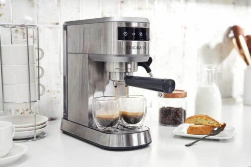 Frigidaire 20 Bar Small Espresso Machine with Milk Frother and Tamper - Makes Cappuccinos, Lattes, and More, Stainless Steel - Image 2