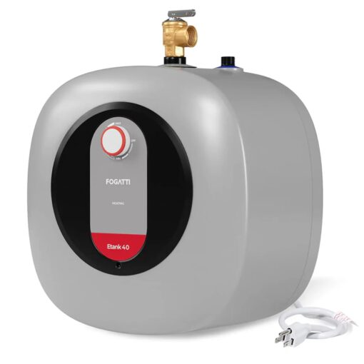 FOGATTI Electric Mini Tank Water Heater, 4.0 Gallon Point of Use Instant Hot Water Heater 120V 1440W, Food Truck Water Heater, Under Sink, Wall or Floor Mounted, Easy to Install