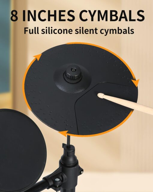AODSK Electronic Drum Set for Beginner Kids with 150 Sounds,4 Quiet Drum Pads,2 Switch Pedal,Drum Throne,Drumsticks,On-Ear Headphone,AED-400 - Image 6