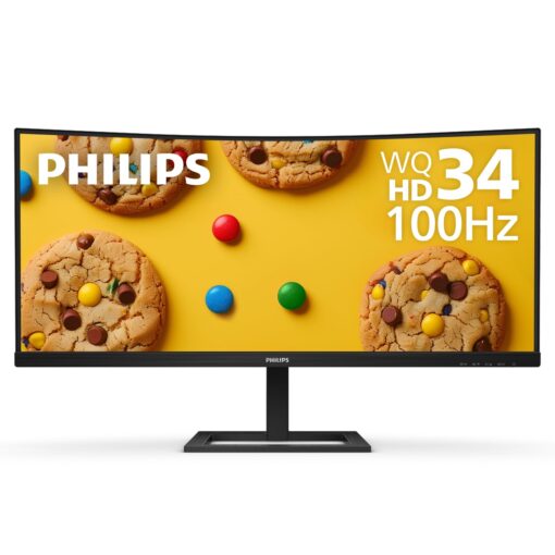 Philips 346E2CUAE 34'' Curved Frameless, UltraWide QHD 3440x1440,100Hz, 121% sRGB, 1ms MPRT, USB-C Charging, MultiView PIP/PBP, Height Adjustable, 4Yr Advance Replacement, Black