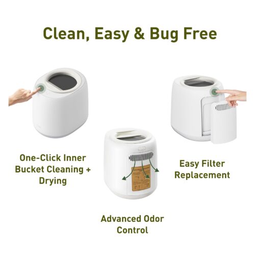 Vego Kitchen Composter, 4L Electric Composter Countertop 5 Modes Weight-Based Smart Compost Bin with App Odorless Auto-Cleaning Food Waste Compost Machine Indoor, White - Image 5