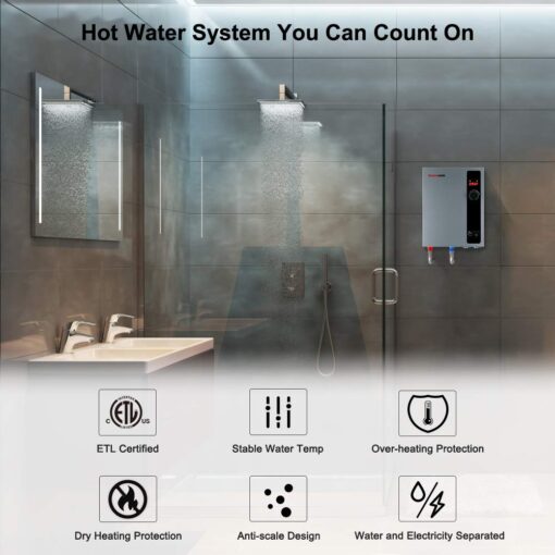 ThermoMate Electric Tankless Water Heater, 11kW 208~240 Volt, On Demand Instant Hot Water Heater, Self Modulating Energy Saving, Save Space, 2.15GPM at 35°F Rise - Image 6