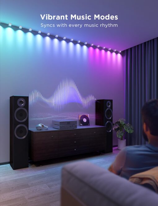 Govee RGBIC String Downlights, Smart LED String Lights Works with Alexa, Wi-Fi Color Changing Indoor Wall Light Fixture for Party, 32.8ft with 50 LEDs, Music Sync, White - Image 5