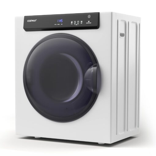 COSTWAY Compact, Touch Panel, 2 Modes, 3 Heating Powers and Adjustable Exhaust Vent, 8.8 LBS Front Load Tumble Laundry Apartment, Dorm and Home, 1400W, White Portable Dryer