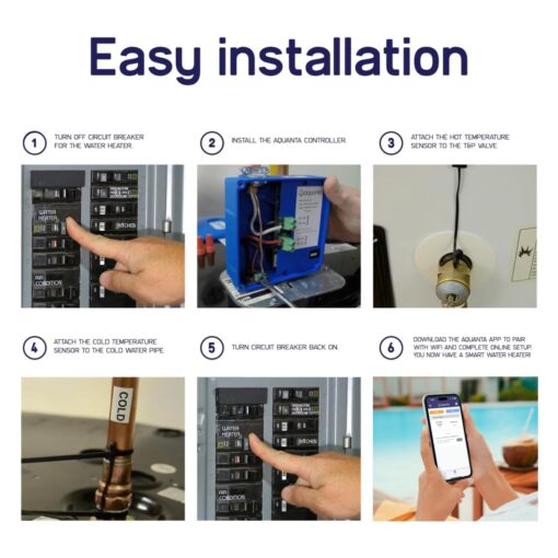 Aquanta Digital Water Heater Timer. WiFi Smart Water Heater Controller. Reduce Electricity Waste. Installs in Minutes, No Plumbing Required. for Electric Water Heater, Leak Sensor Included - Image 2
