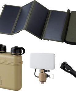 ELECOM NESTOUT 15000mAh Outdoor Power Bank + 4-Panel Solar Panel Charger + Flash-1 LED Flash Light Panel 1000 Lumen - Beige