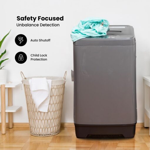 Deco Home Fully Automatic Portable Washing Machine, 1.8 cu. ft., 16lb Capacity, 10 Smart Cleaning Programs, Water Inlet and Drain Pump - Image 6