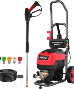 PowerSmart Electric Pressure Washer 2200 MAX PSI, 1.2 GPM, 1.5L Soap Tank, Metal Spray Wand, 5 Nozzle Set for Cars, Patio, Decks, and Fences (DB1001)