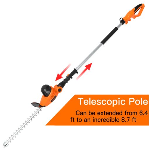 GARCARE Electric Pole Hedge Trimmer, Power Hedge Trimmer with 18 inch Dual-Action Laser Cut & Adjustable Cutting Head, 4.8Amp, 600W, Corded - Image 3
