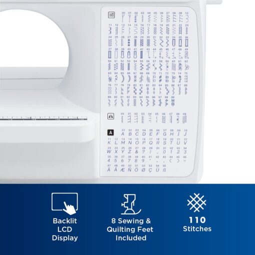 Brother Sewing and Quilting Machine, Computerized, 165 Built-in Stitches, LCD Display, Wide Table, 8 Included Presser Feet, White, 20x12x17 - Image 5