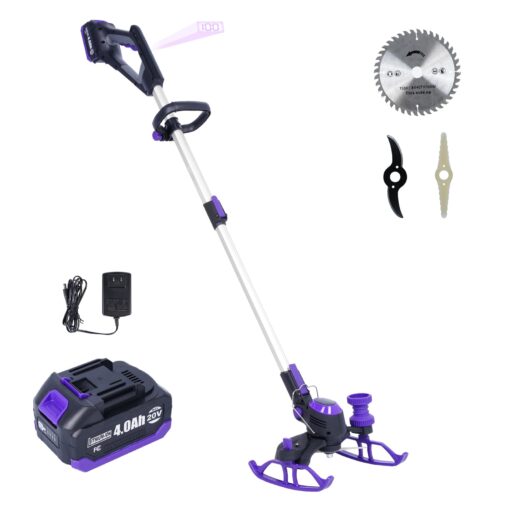 YardEz Cordless Weed Wacker - 5.2lbs Lightweight, 100 Min Runtime, Edger/Mower in 1 with Nylon/Steel/Saw Blades for Yard Care (4.0Ah Battery and Charger Included)