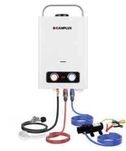 CAMPLUX 1.58 GPM Portable Tankless Water Heater with Water Pump Kit, Propane Water Heater Outdoor with 1.2 GPM Pump, 41,000 BTU, BD158P43