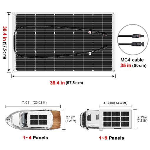 DOKIO Flexible Solar Panel 6x100w(600w) Semi-Flexible Bendable 12V Monocrystalline Off-Grid for RV Boat Cabin Van Car and Caravan RV Boat Camper……… - Image 7
