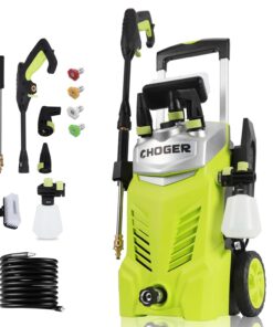 CHOGER Electric Pressure Washer, 4500PSI 2.7GPM Electric Power Washer with Foam Cannon, 4 Nozzles, 35FT Power Cord, 25FT Hose, Turbo, Dirty Cut, Brush, Pressure Washer for Cars