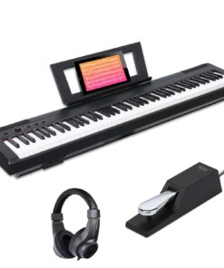 AODSK Weighted Piano 88-Key Beginner Digital Piano,Full Size Weighted keyboard with Hammer Action,with Sustain Pedal,15W Stereo Speakers,MP3 Function,Piano Lessons,Black,S-200