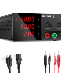NICE-POWER DC Power Supply Variable, 60V 20A 1200W High Power Bench Power Supply with Encoder Knob & Output Switch, Benchtop Adjustable Switching Regulated Power Supplies for Repair/Test