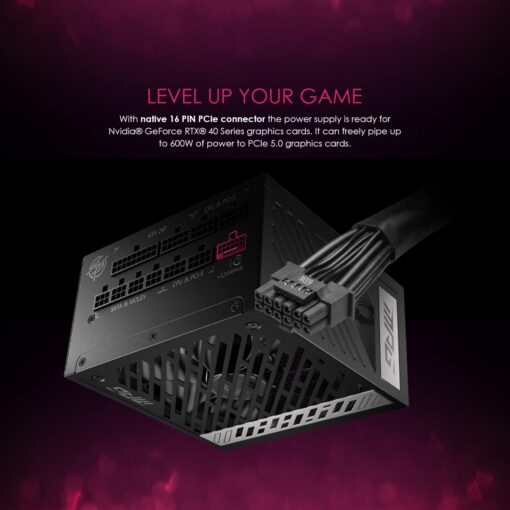 MSI MPG A1000G PCIE 5 & ATX 3.0 Gaming Power Supply - Full Modular - 80 Plus Gold Certified 1000W - 100% Japanese 105°C Capacitors - Compact Size - ATX PSU (Renewed) - Image 7