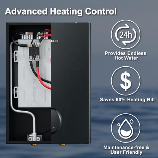 Electric Tankless Water Heater, ECOTOUCH 14kW Instant Hot Water Heater on Demand 240V Point of Use Hot Water Heater ETL Certificated Self-Modulation ECO140B Black - Image 5