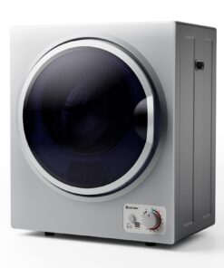 COSTWAY GT-10222US-SL-FPCY, 110V Electric Portable Clothes Stainless Steel Tub, Panel Downside Easy Control for 4 Automatic Drying Mode Compact Laundry Dryer, Silver