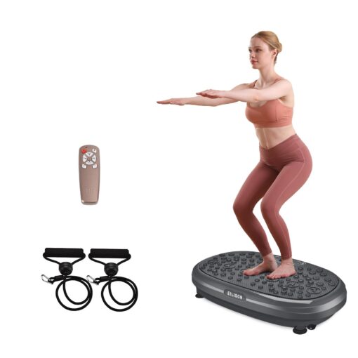 EILISON FitMax 3D XL Vibration Plate Exercise Machine - Whole Body Workout Vibration Fitness Platform w/Loop Bands-Home Workout for Lymphatic Drainage Machine for Weight Loss,Shaping,Wellness,Recovery