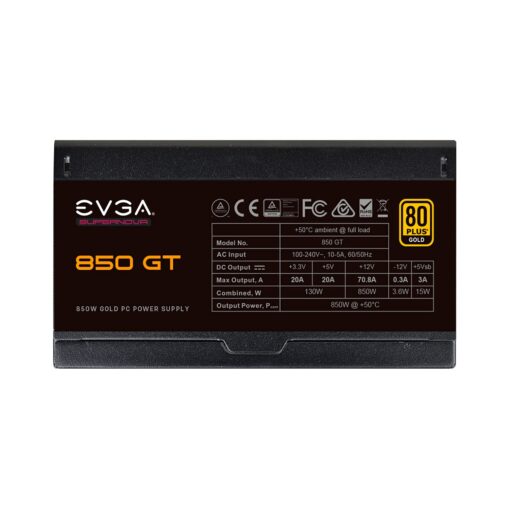 EVGA 850 GT, 80 Plus Gold 850W, Fully Modular, Auto Eco Mode with FDB Fan, 100% Japanese Capacitors, 7 Year Warranty, Includes Power ON Self Tester, Compact 150mm Size, Power Supply 220-GT-0850-Y1 - Image 2