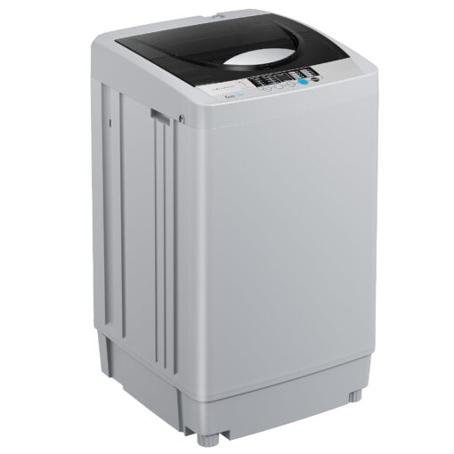 Euhomy 1.59 Cu.Ft. Portable Washing Machine, 11 LBS Capacity, 8 Functions, 8 Water Levels,Full Size Washing Machine with Drain Pump and LED Display for Apartments, RVs, Homes, Gray