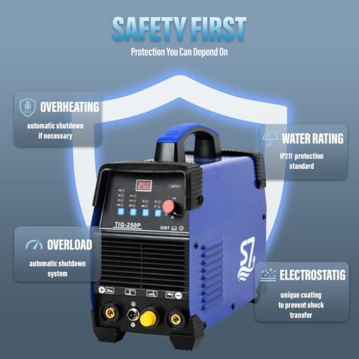 TIG Welder 250 Amp 2T/4T 110&220V ARC/DC TIG/PULSE 3 In 1 TIG Welding Machine,Use 3/32 Tungsten Welding Rod - Image 4