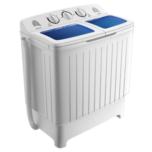 Giantex GT24267-PE 20lbs Spinner Combo, 12lbs 8lbs Spinning, Compact Twin Tub Mini Washer for Apartment RV Dorms, Blue & White Portable Washing Machine - Image 9